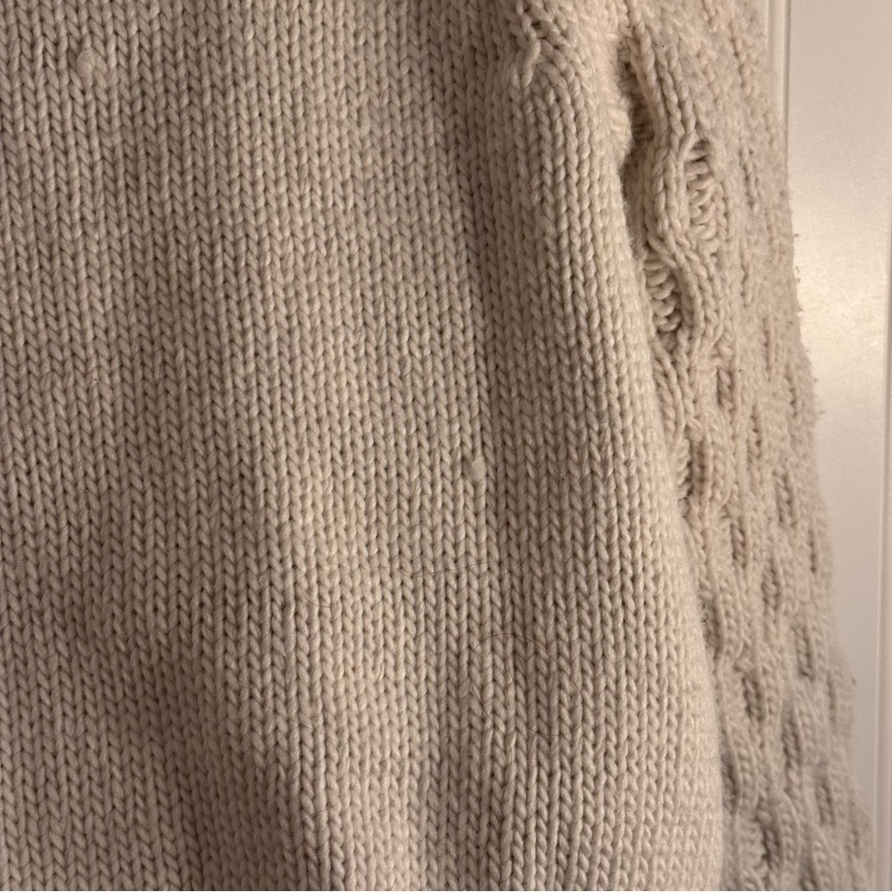 H&M Cable Knit Chunky Cropped Turtleneck Sweater Cream Women’s Size Small - Picture 8 of 13